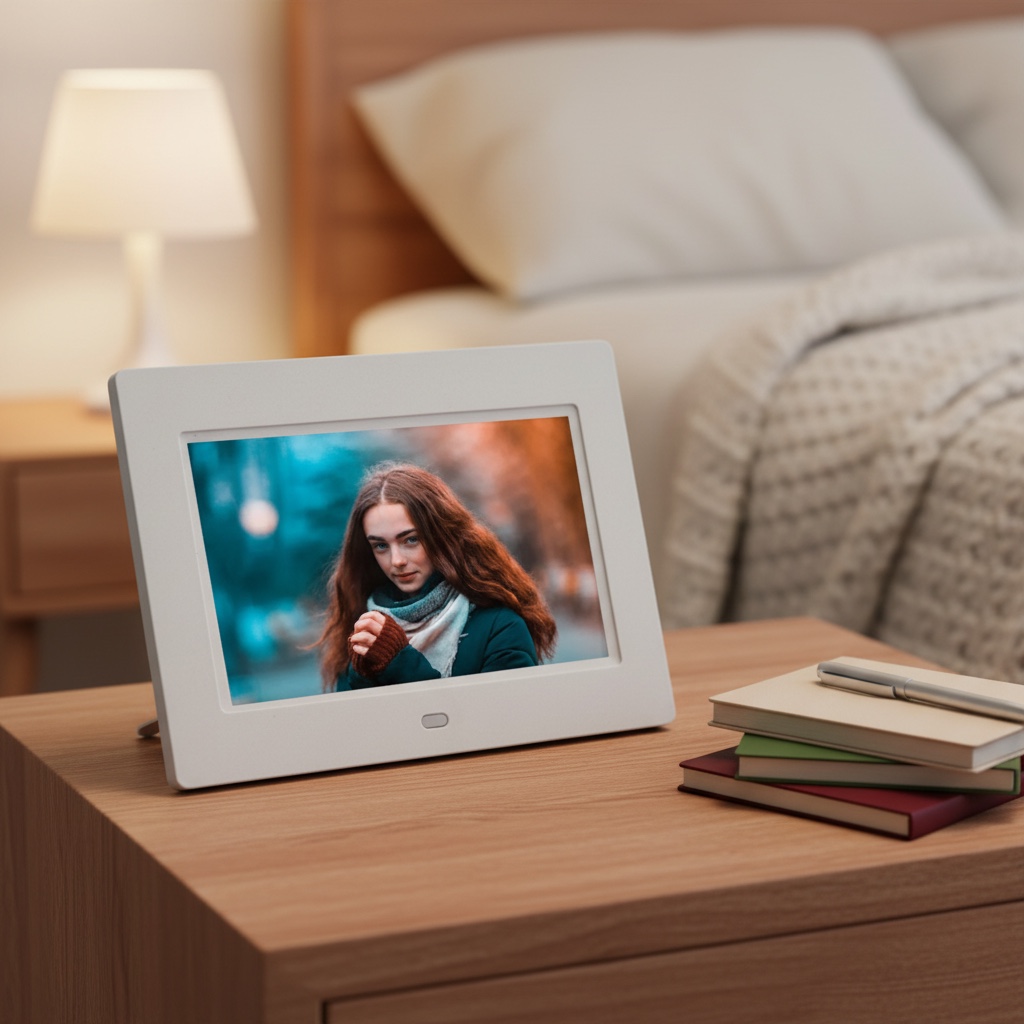 7" Digital Photo Frame - Photo Slideshow, Video & Music Player, Clock & Calendar, Remote Control - White [Listing 2]