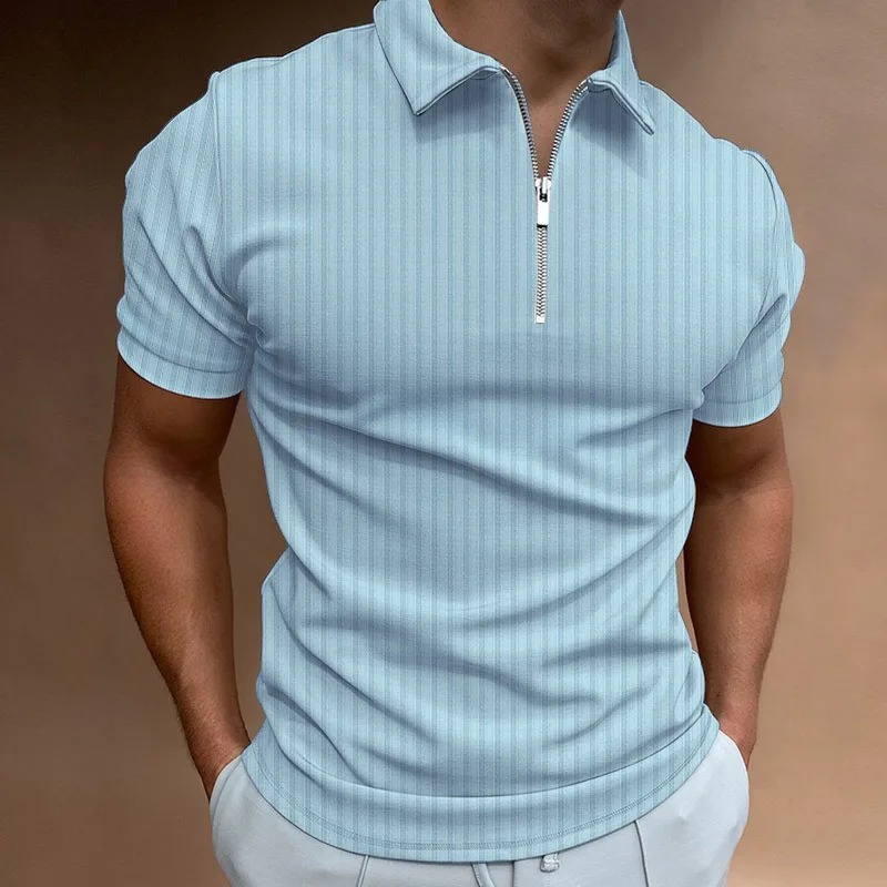 Men's Ribbed Zip Polo Shirt