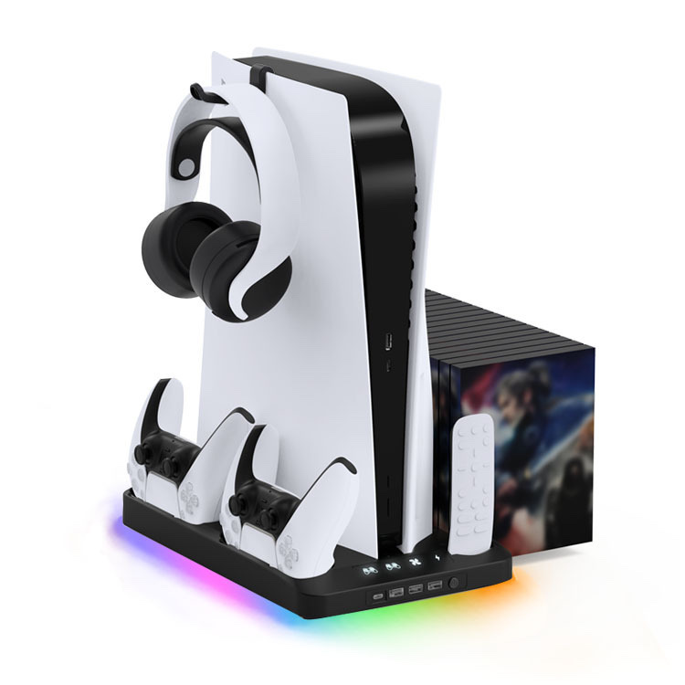 GAMINJA Cooling Stand & Dual Controller Charger with RGB Lights - compatible with PS5 / PS5 Slim / PS5 Pro