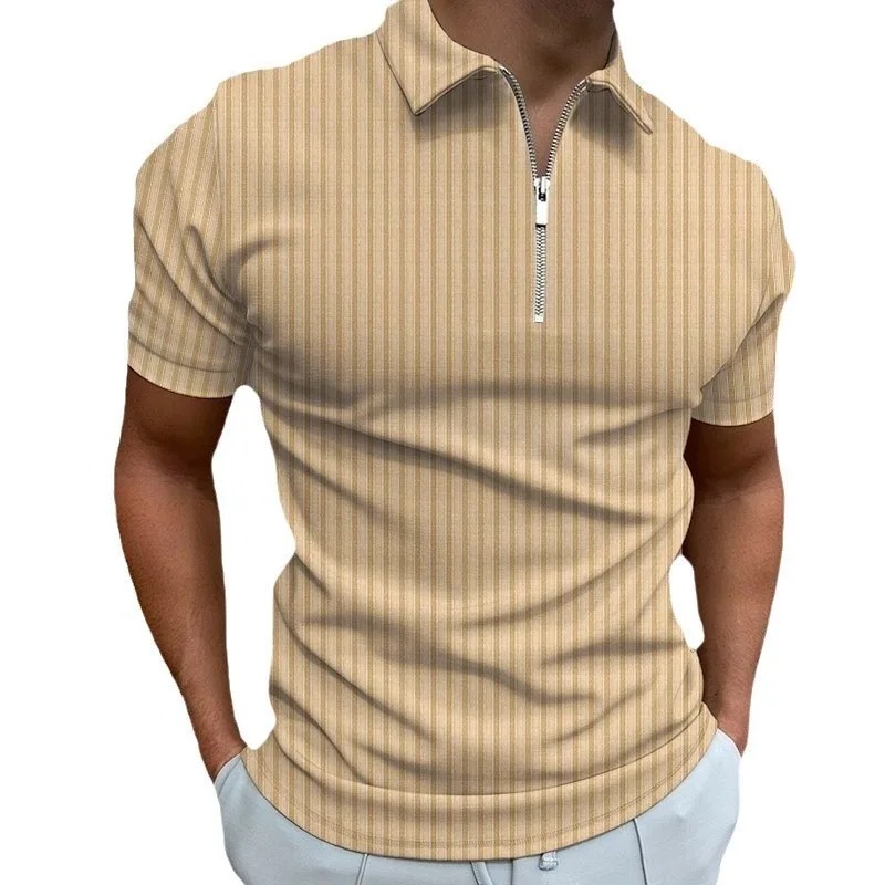 Men's Ribbed Zip Polo Shirt