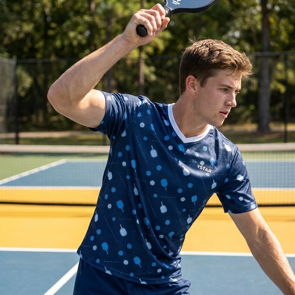 Men's Quick-Dry Sports Shirt - V-Neck, Breathable - for Tennis, Pickleball, Padel & Gym - Custom Colours