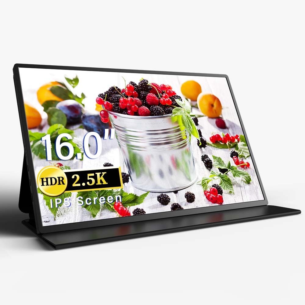 16" 2.5K Portable Gaming Monitor - 2560x1600, 120Hz, HDR, USB-C & Mini HDMI, Slim Aluminium, with Case - for Laptop / PS5 / Xbox / Switch