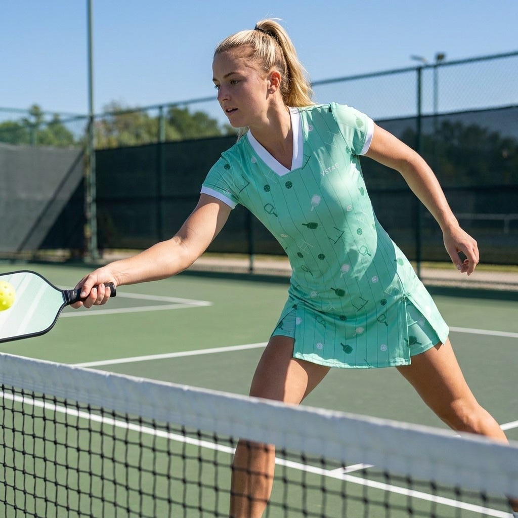 Women's Sports Dress with Built-in Shorts - Quick-Dry, V-Neck - for Tennis, Pickleball & Padel - Custom Colours
