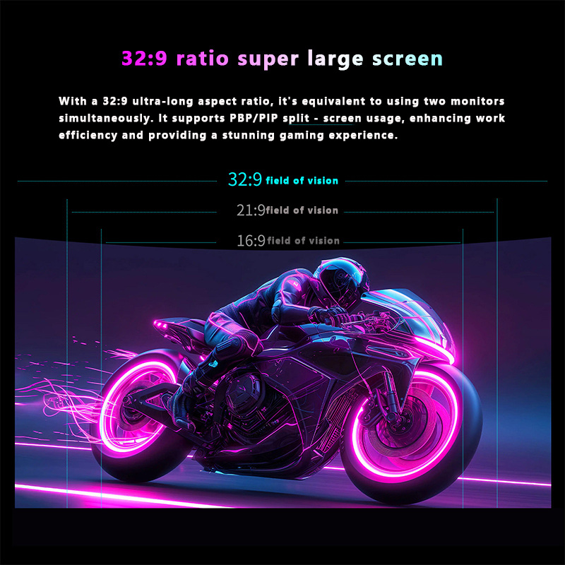 49" Super Ultra-Wide Curved Gaming Monitor - DQHD 5120x1440, 32:9, 144Hz, 1ms