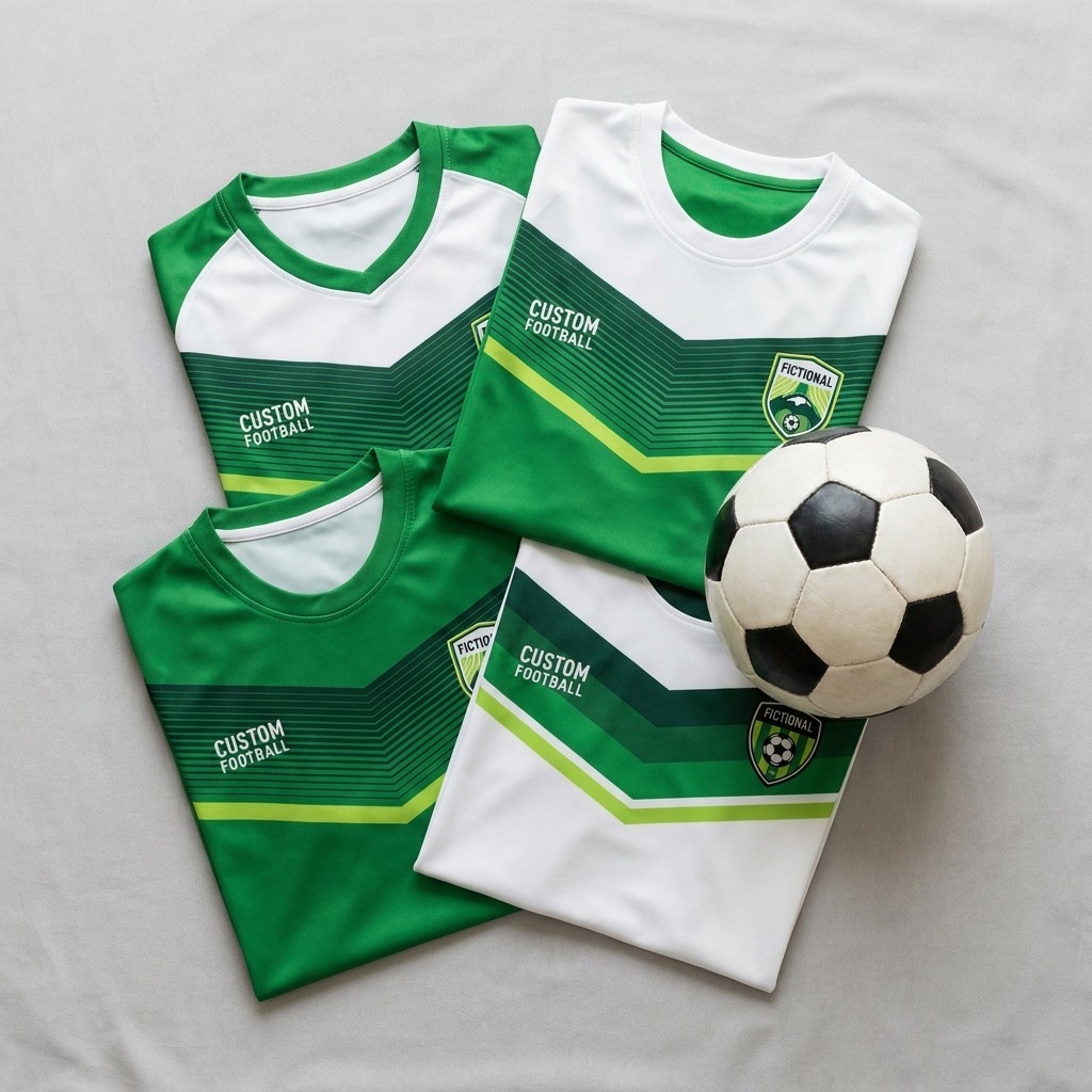 Custom Football Kit (Jersey + Shorts) - Hooped Stripes - Your Team Badge, Names & Numbers - Kids & Adult Sizes - From 2 Sets