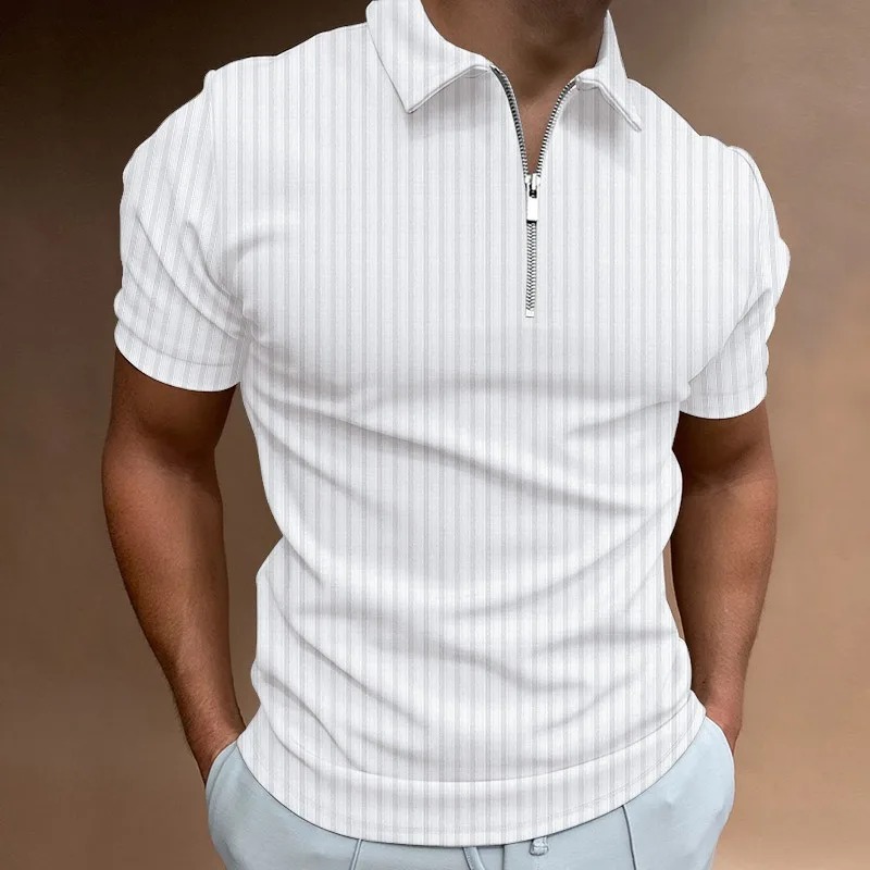Men's Ribbed Zip Polo Shirt