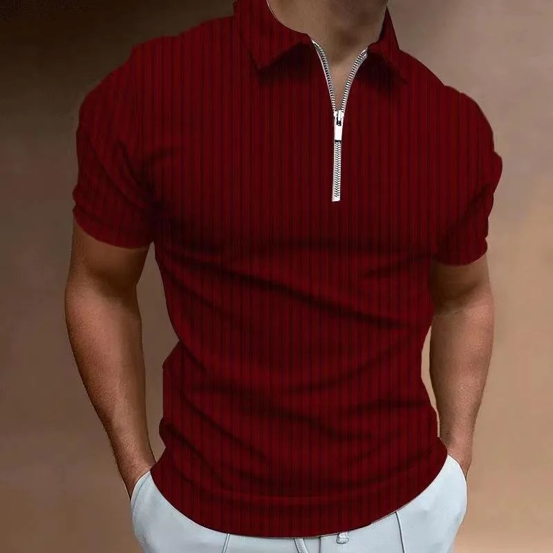 Men's Ribbed Zip Polo Shirt