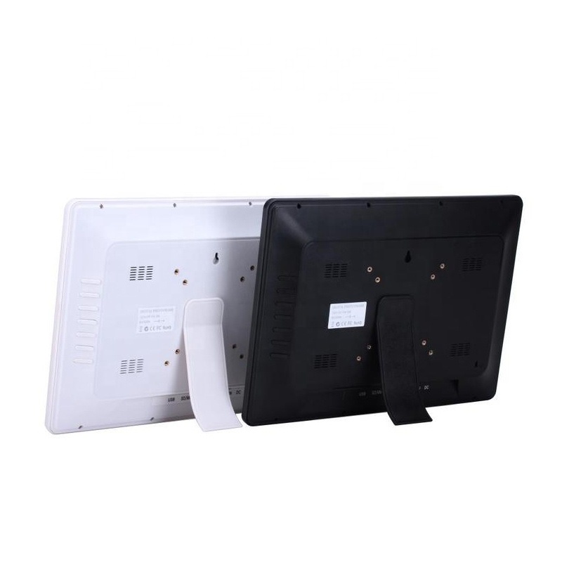 12" HD Digital Photo Frame & Video Player - Photos, Videos, Music from SD/USB, Remote Control - Black / White