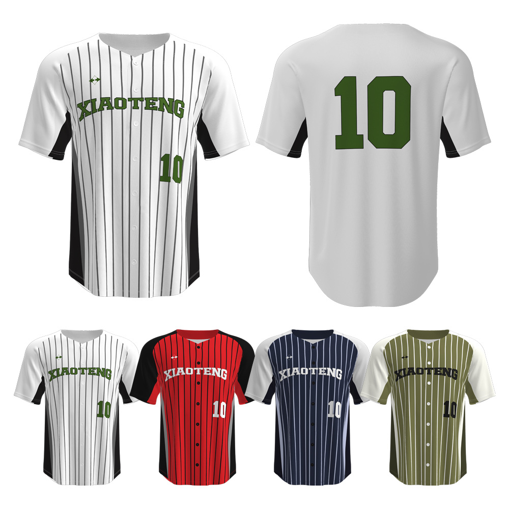 Custom Baseball Jersey - Classic Pinstripe - Your Team Name & Number - XS to 5XL - 4 Colours - From 2