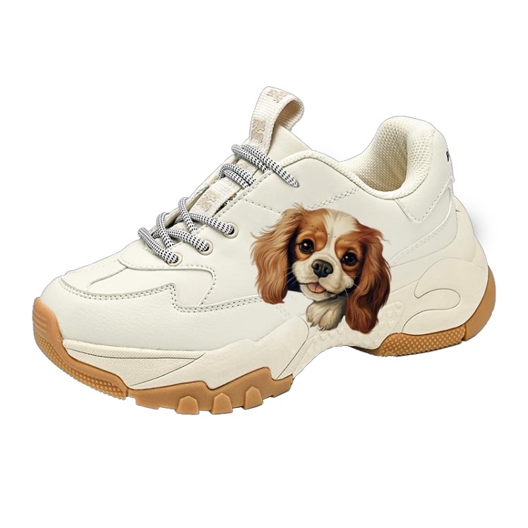 Women's Chunky Sneakers with Cartoon Pet Print