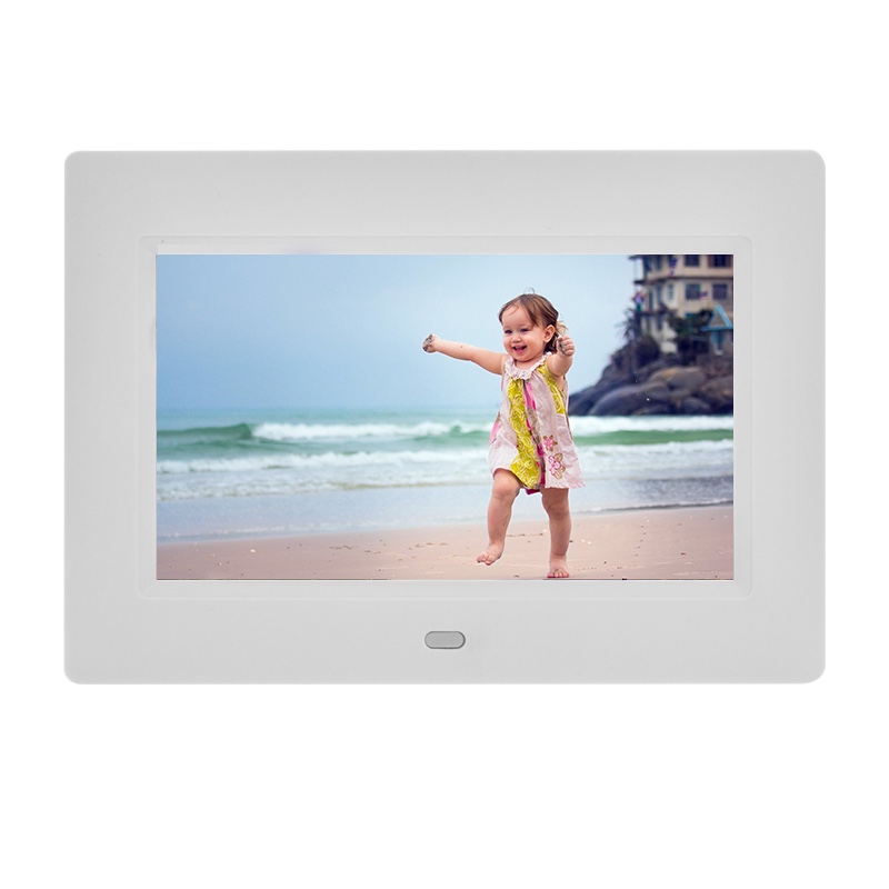 7" Digital Photo Frame - Photo Slideshow, Video & Music Player, Clock & Calendar, Remote Control - White