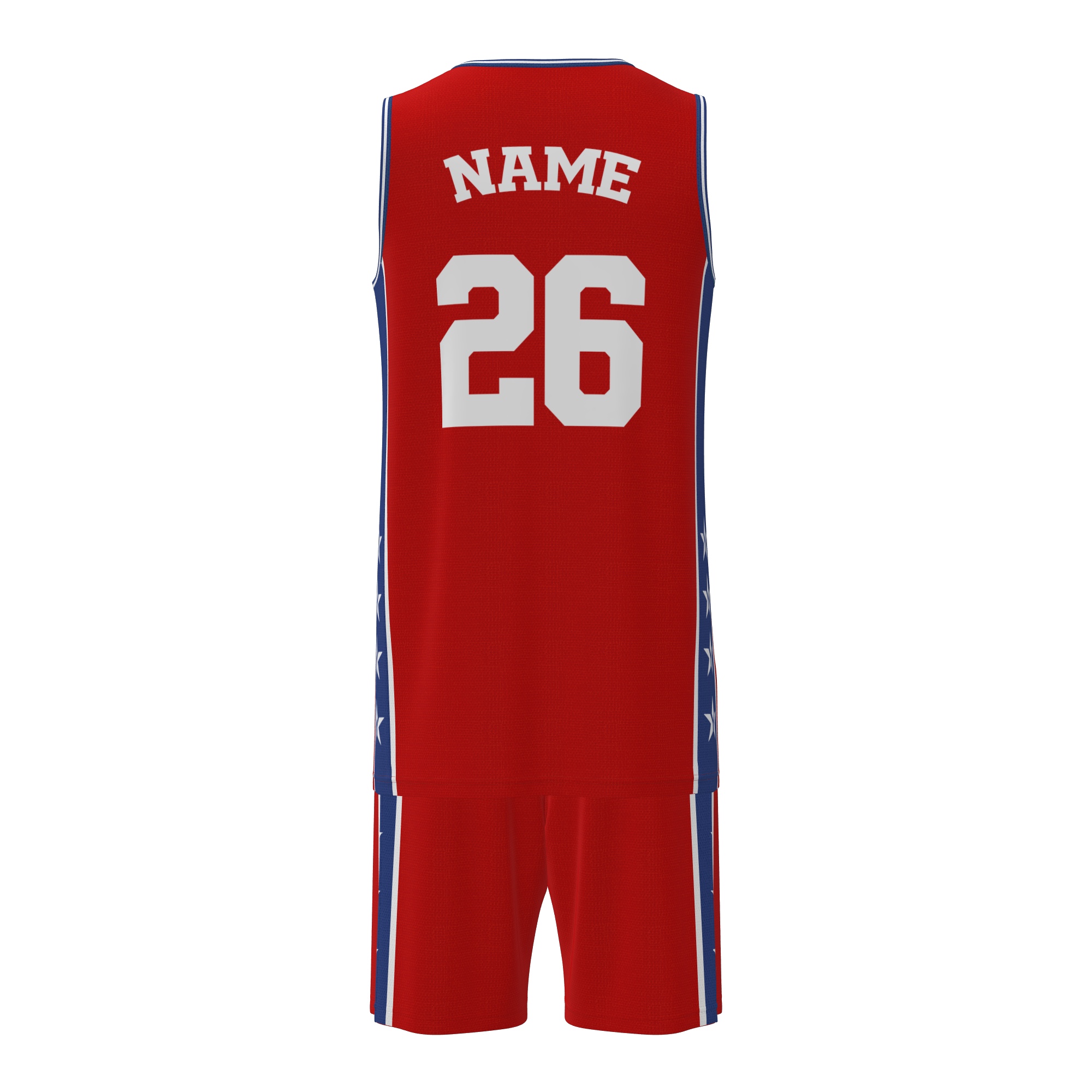 Custom Basketball Uniform Set (Jersey + Shorts) - Classic Design - Your Team Name & Numbers - Red / White / Black - From 2 Sets
