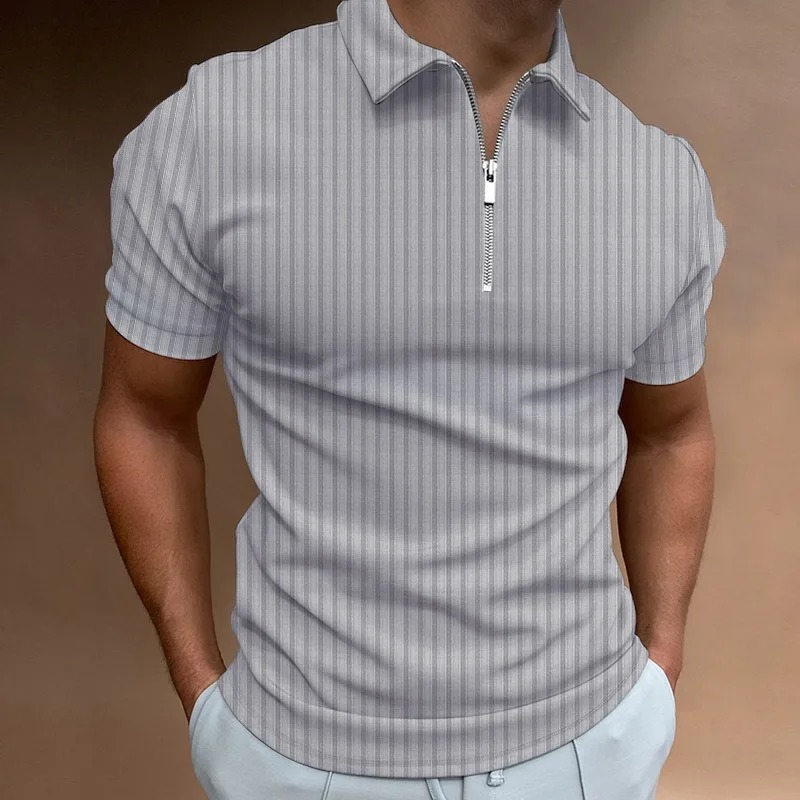 Men's Ribbed Zip Polo Shirt