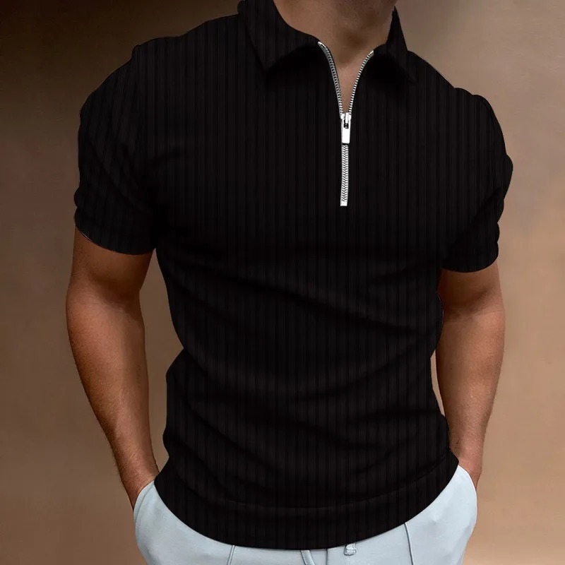 Men's Ribbed Zip Polo Shirt