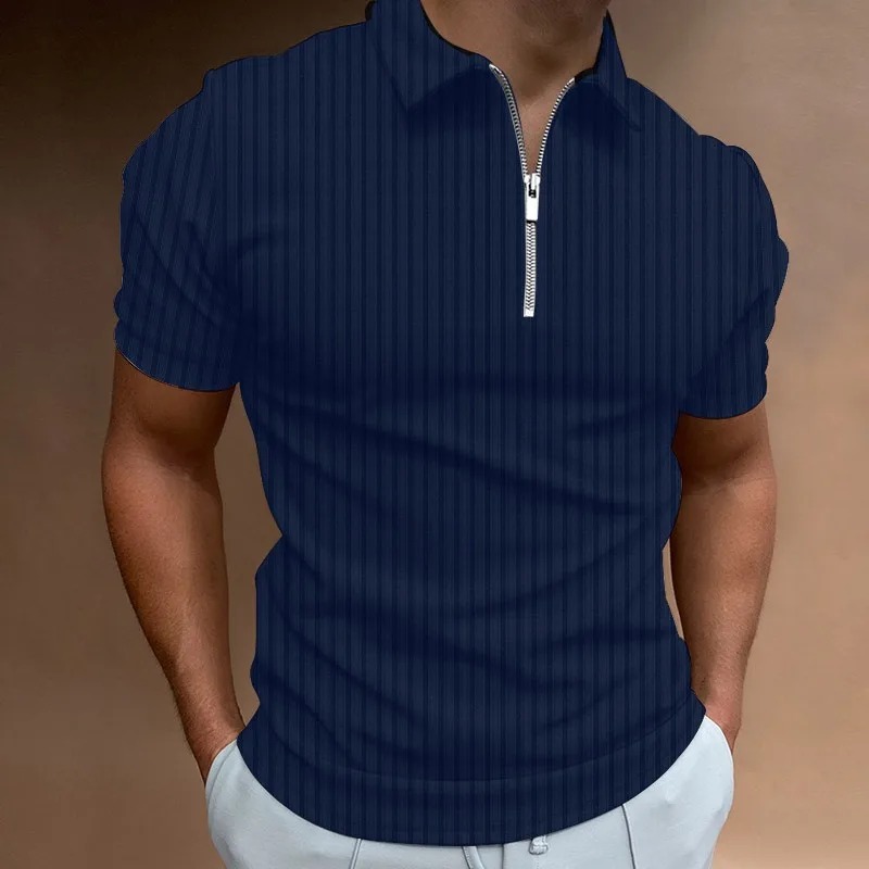 Men's Ribbed Zip Polo Shirt