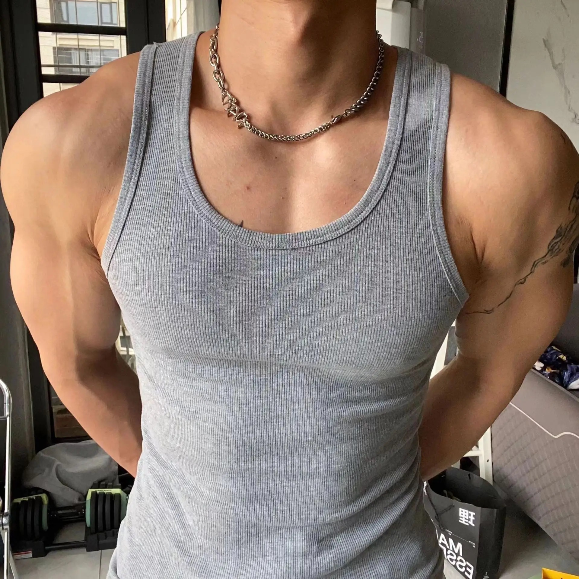 Men's 230gsm Cotton Gym Vest